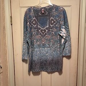 Kiara Blue and White Long Sleeve Top